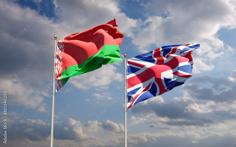 Flags of UK British and Belarus. Flags of UK British and Belarus.