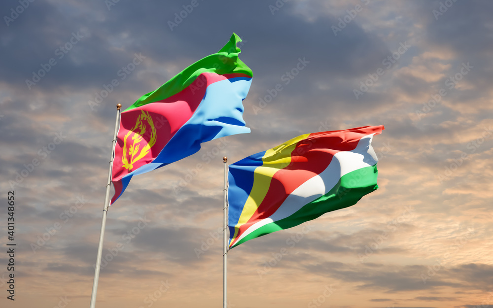 Flags of Seychelles and Eritrea. Flags of Seychelles and Eritrea.