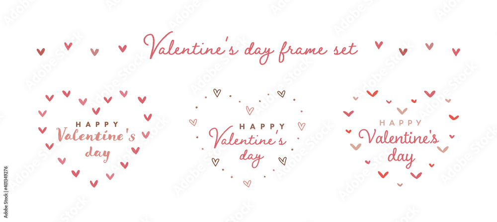 バレンタインデーのハートのフレームセット 枠 背景 かわいい ハート型 Stock Vector Adobe Stock