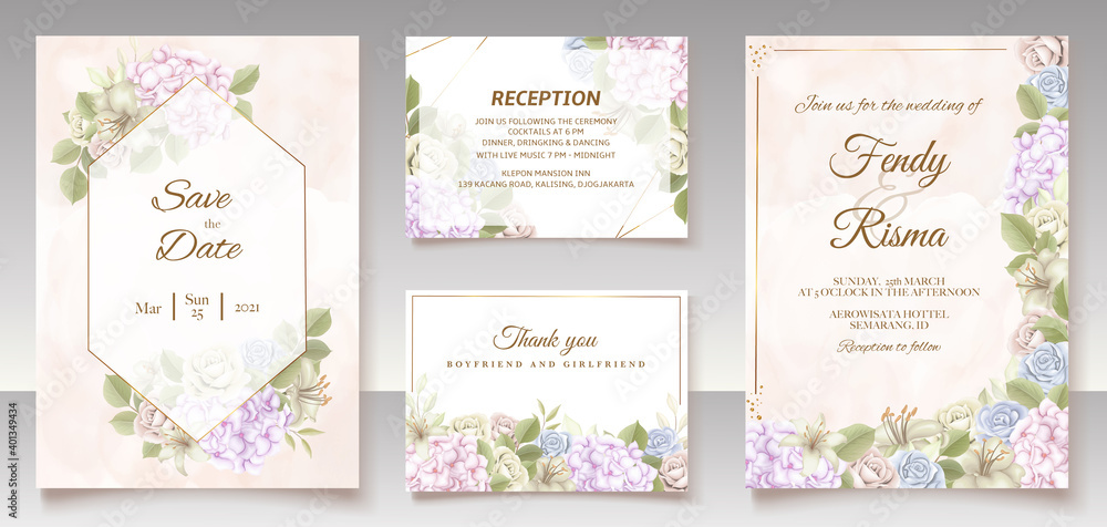 Elegant floral template wedding card