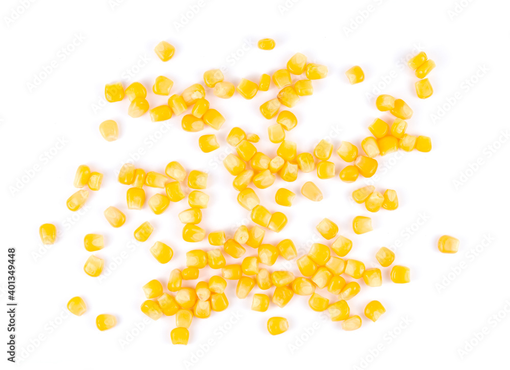 Sweet tinned corn isolated on white background, top view Sweet tinned corn isolated on white background, top view