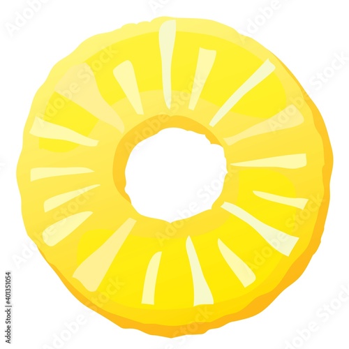 輪切りにカットされた黄色いパイナップルのイラスト