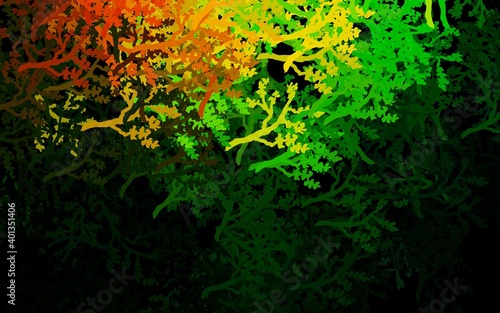 Dark Green, Red vector natural artwork with trees, branches.