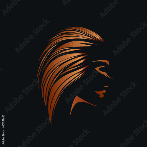 Wallpaper Mural Hair salon and beauty studio illustration.Long, wavy hairstyle woman with elegant makeup.Cosmetics and spa icon.Young blonde lady portrait.Beautiful model face.Luxury,glamour style.Profile view. Torontodigital.ca