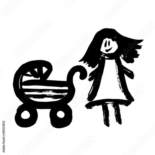 Doodle grunge style icon. Decorative element. Outline, cartoon line icon