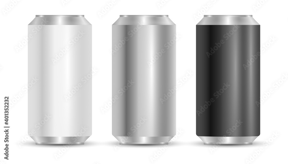 Set of blank aluminum can of different colors. 3D illustration Set of blank aluminum can of different colors. 3D illustration