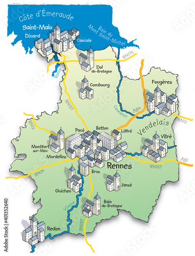 35 Carte du département de l'Ille-et-Vilaine