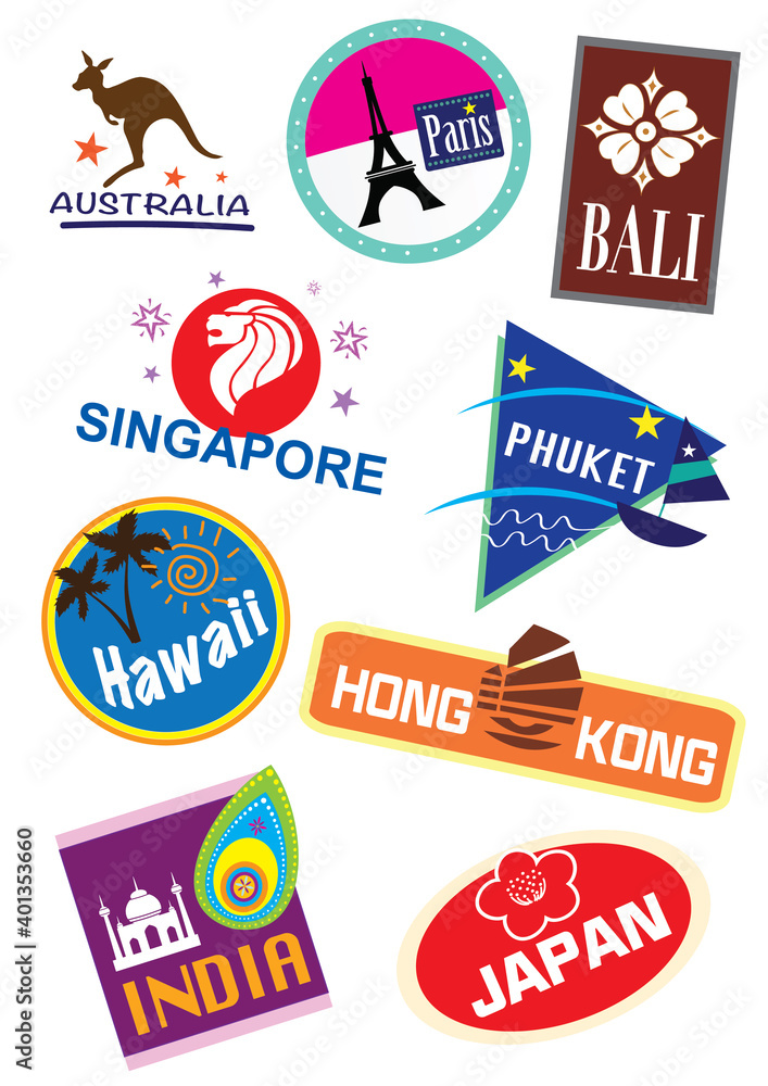 Set of travel icon sticker