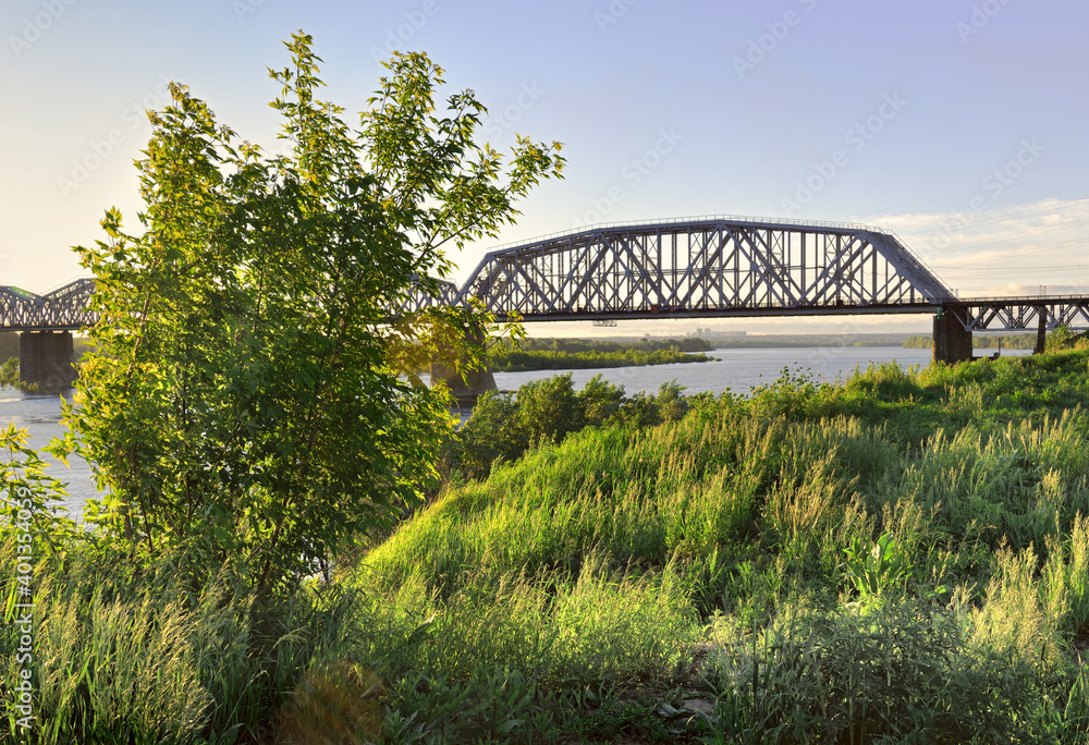 Fototapeta premium Railway bridge over the Ob