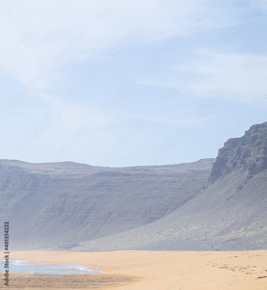 Cut of story from the white beach of Iceland.
