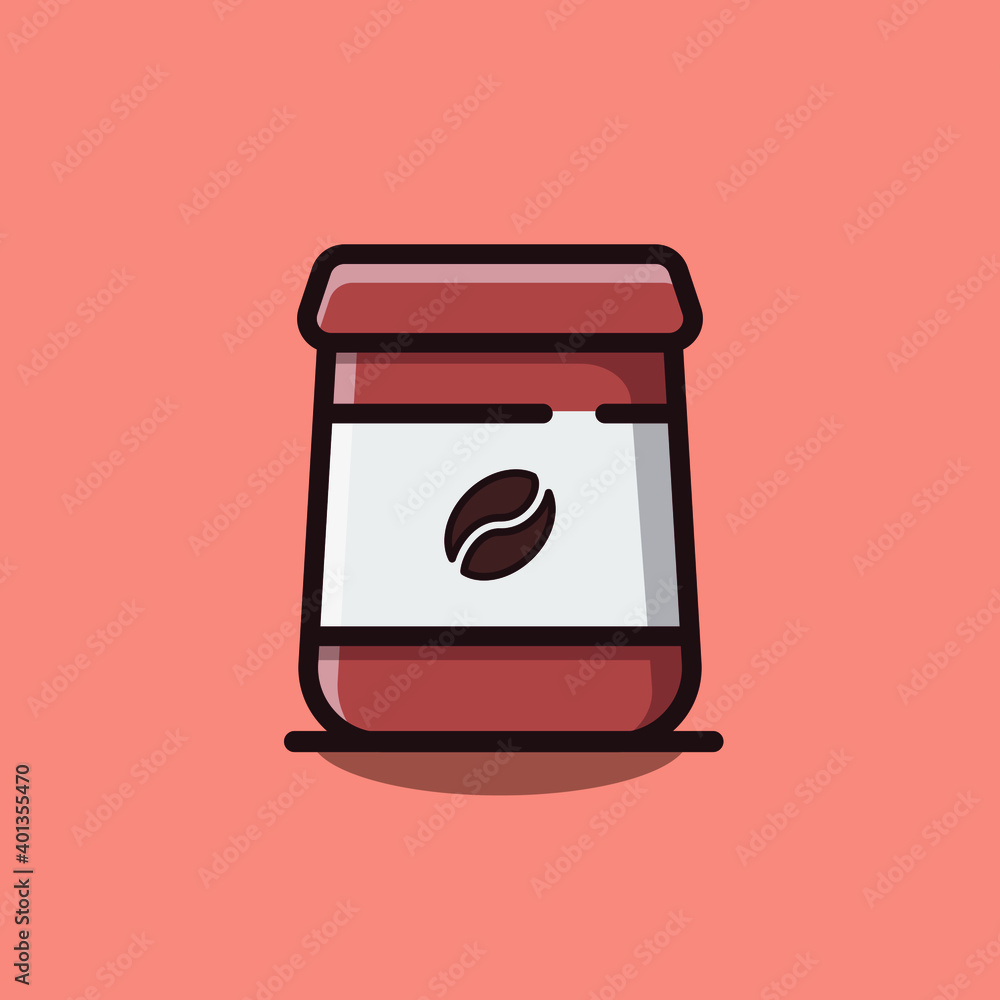 A Pack Of Coffee Beans Flat Cartoon Icon Illustration. Premium Vector Cafe Icon Concept Isolated. Flat Cartoon Style A Pack Of Coffee Beans Flat Cartoon Icon Illustration. Premium Vector Cafe Icon Concept Isolated. Flat Cartoon Style