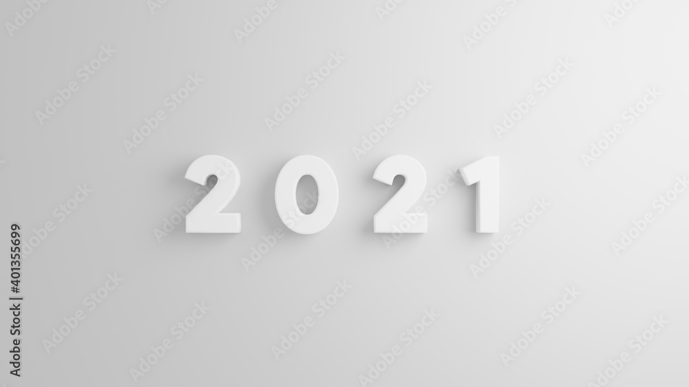 3d illustration rendering of the numbers 2021 in white elegant background shadow effect . minimalist style 3d illustration rendering of the numbers 2021 in white elegant background shadow effect . minimalist style