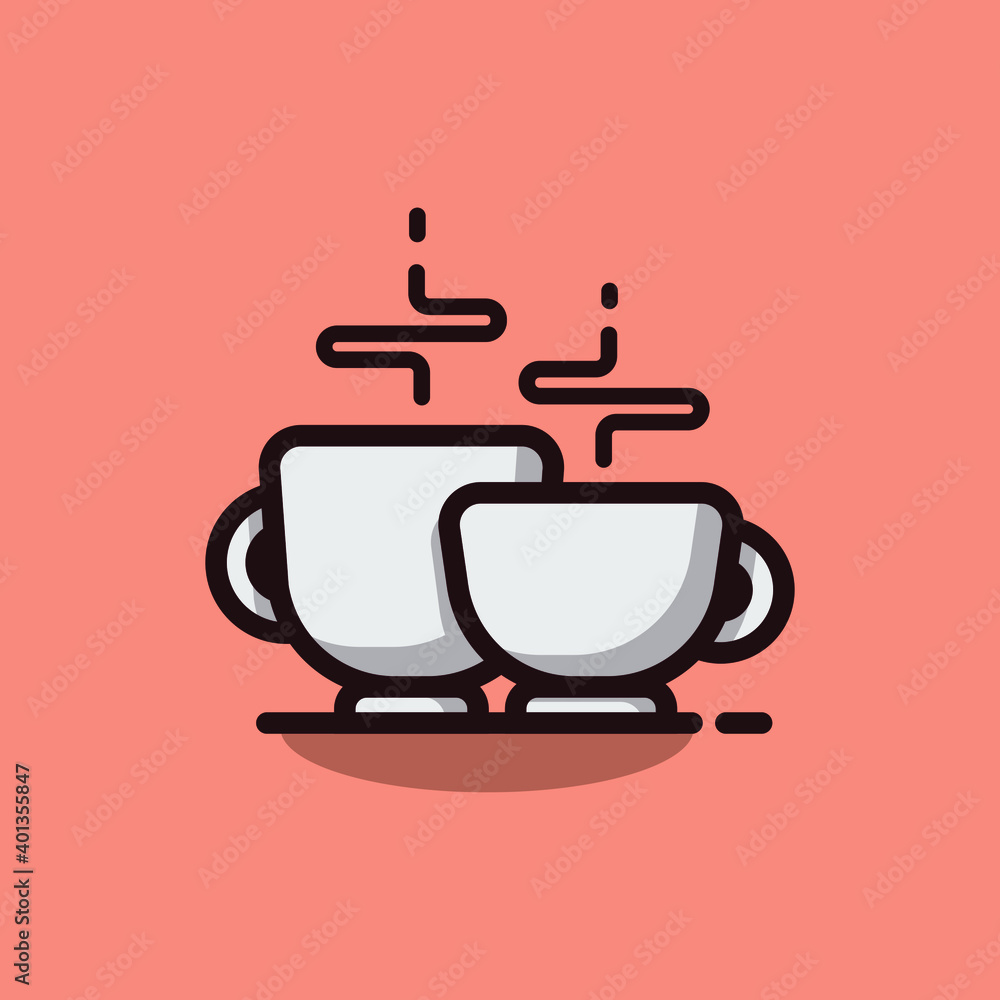 Coffee Illustration Flat Cartoon Icons. Premium Vector Cafe Icon Concept Isolated. Flat Cartoon Style Coffee Illustration Flat Cartoon Icons. Premium Vector Cafe Icon Concept Isolated. Flat Cartoon Style