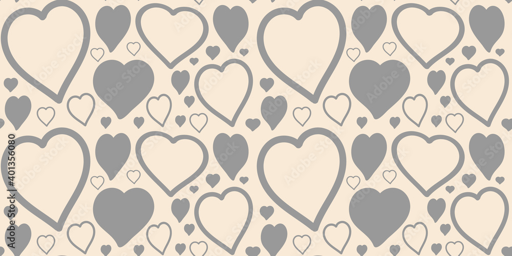 Abstract pattern, hand drawn hearts in trending colors. Grey and set sail champagne vector background. Abstract pattern, hand drawn hearts in trending colors. Grey and set sail champagne vector background.