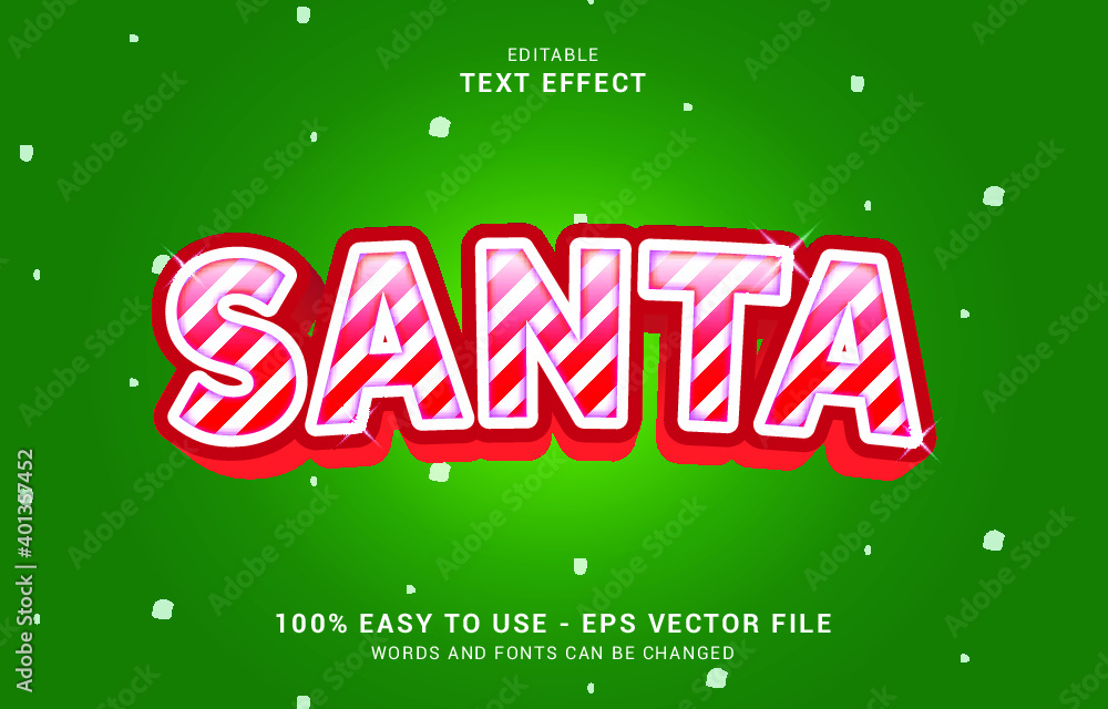 editable text effect, Santa style
