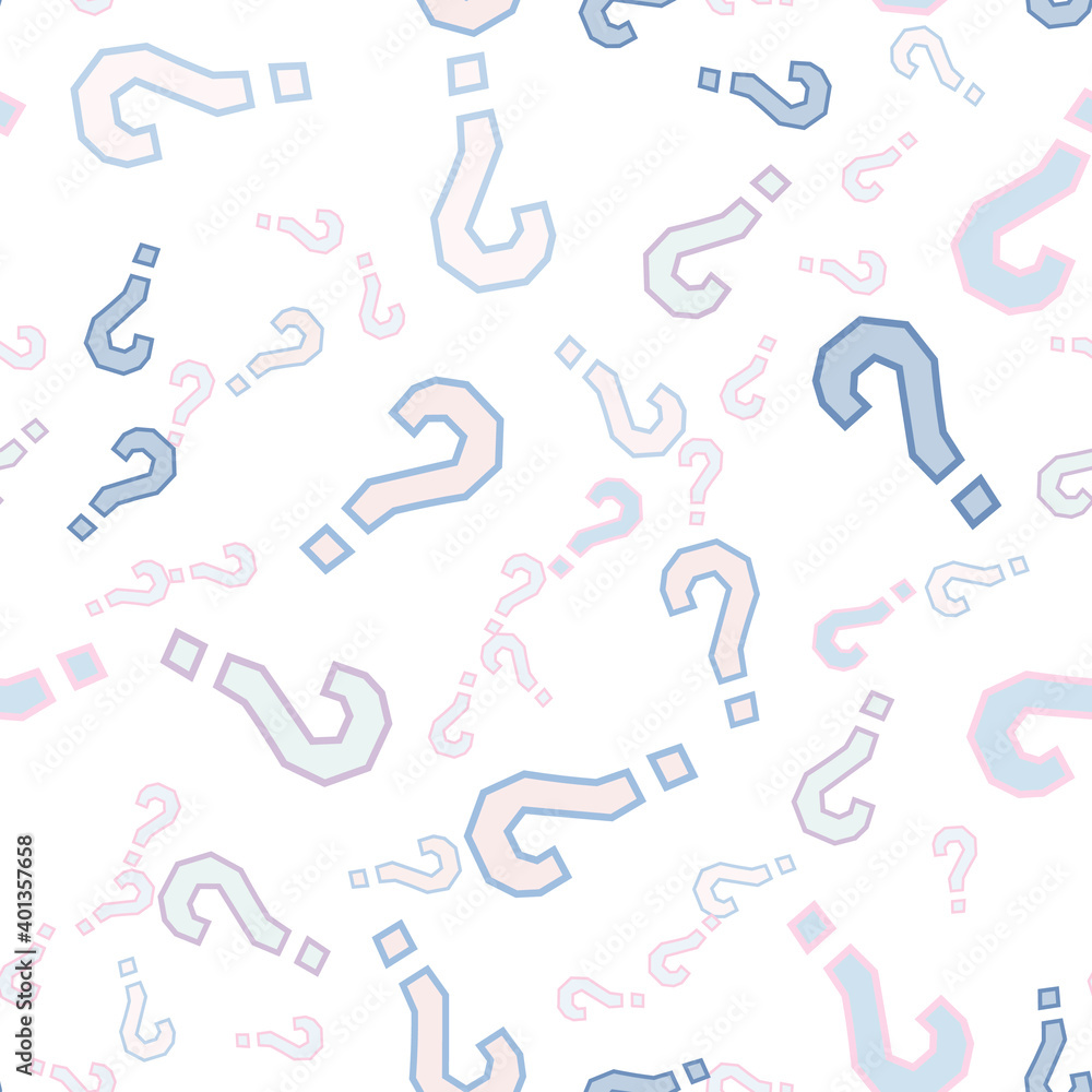 Quiz seamless pattern. Question marks, doubt, faq background. Simple endless repeating motif. Poll, survey, interrogation, query background. Template for opinion poll, public poll Vector illustration. Quiz seamless pattern. Question marks, doubt, faq background. Simple endless repeating motif. Poll, survey, interrogation, query background. Template for opinion poll, public poll Vector illustration.