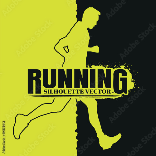 Running silhouettes. Vector illustration, Trail Running, Marathon runner.	