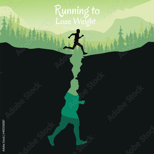 Running silhouettes. Vector illustration, Trail Running, Marathon runner.	