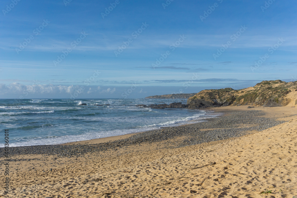 wild and empty beach on the Atlantic coast of Portugal