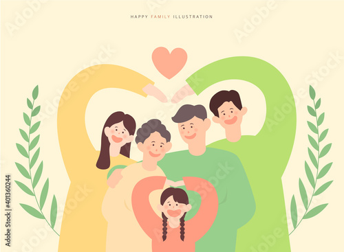 a collection of harmonious family illustrations