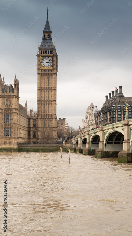 Big Ben, Houses of Parliament and Westminster bridge travel destinations at London, UK.