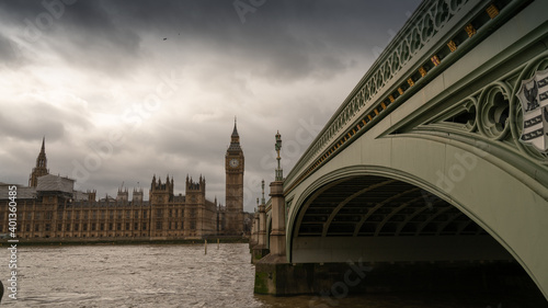 Big Ben, Houses of Parliament and Westminster bridge travel destinations at London, UK.