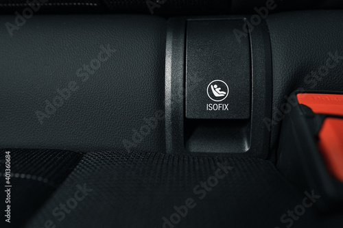 ISOFIX child car seat fastening close up photo