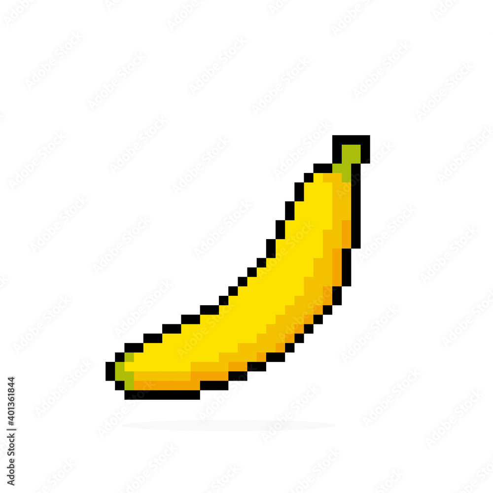 8-bit pixel banana image. Fruits in vector Illustration of pixel art ...