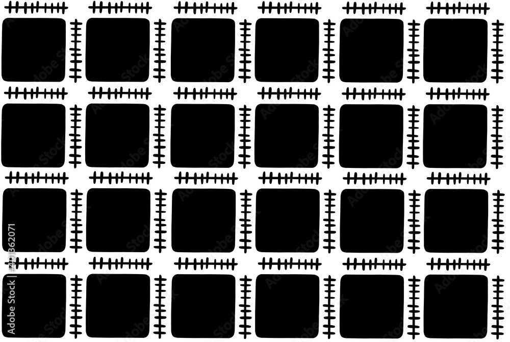 Black and white rhythmic seamless pattern. Vector illustration