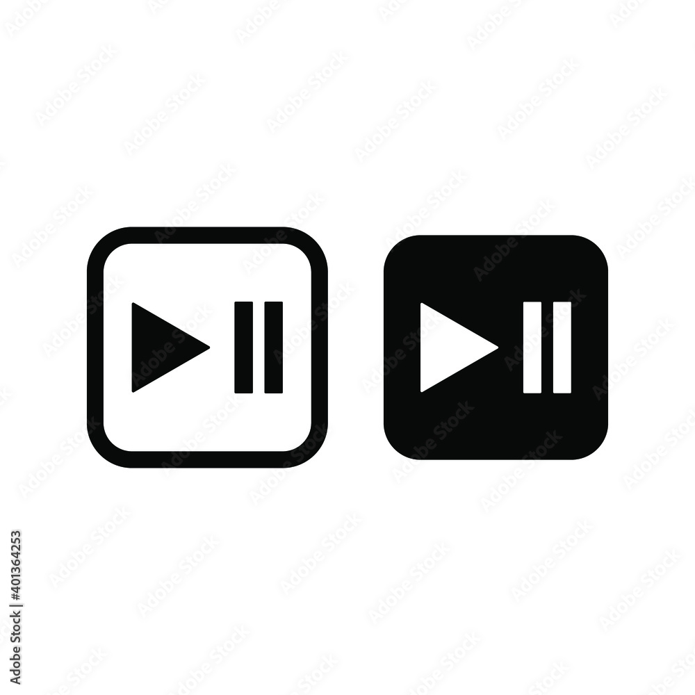 Play and pause button Vector icon. Video play button symbol vector illustration icon editable isolated on white background Play and pause button Vector icon. Video play button symbol vector illustration icon editable isolated on white background
