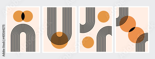 Mid century abstract contemporary aesthetic design  set with geometric balance shapes, modern minimalist artprint.