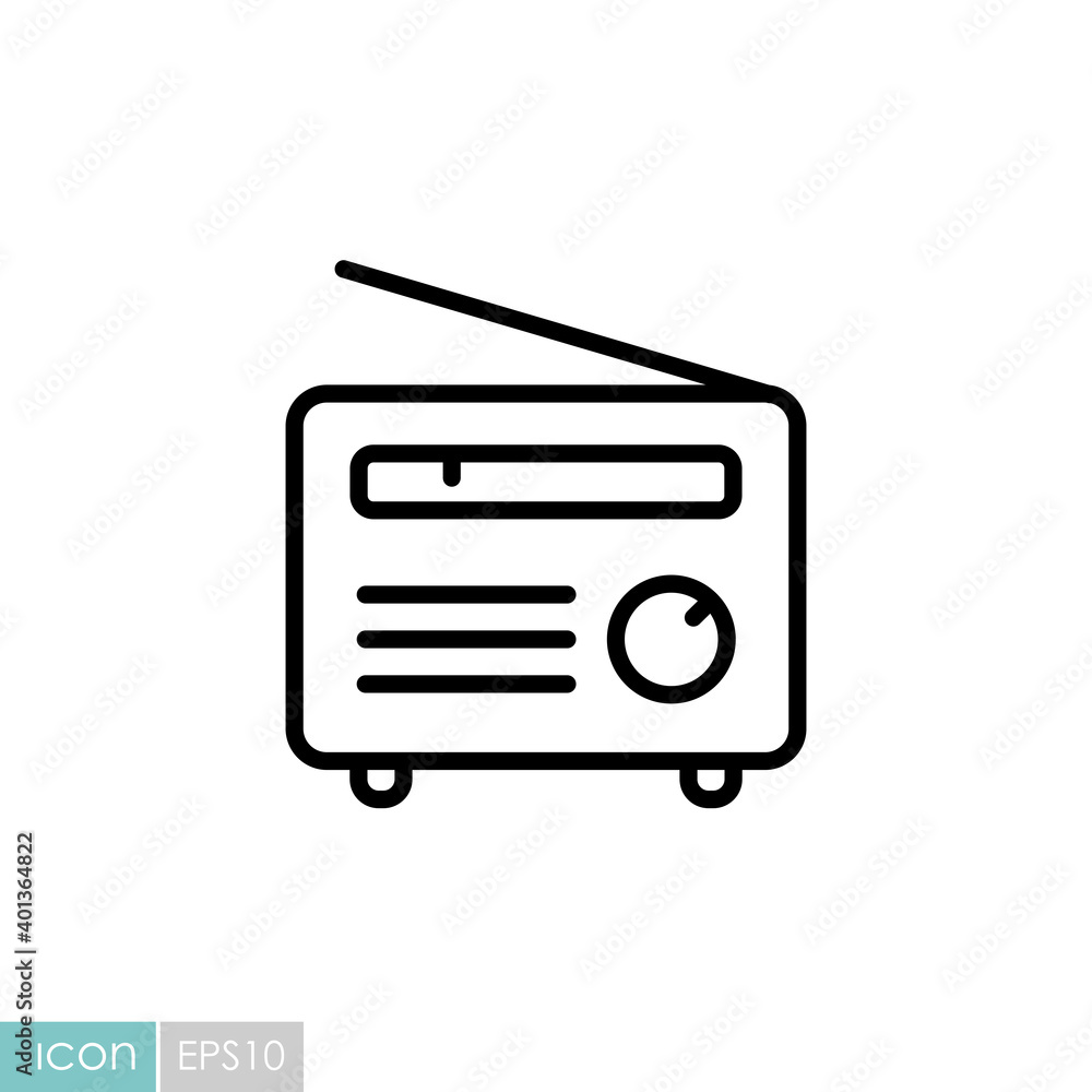 Retro radio vector flat icon Retro radio vector flat icon