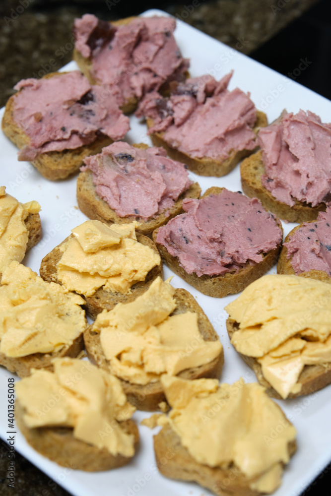 bread with pate of two types