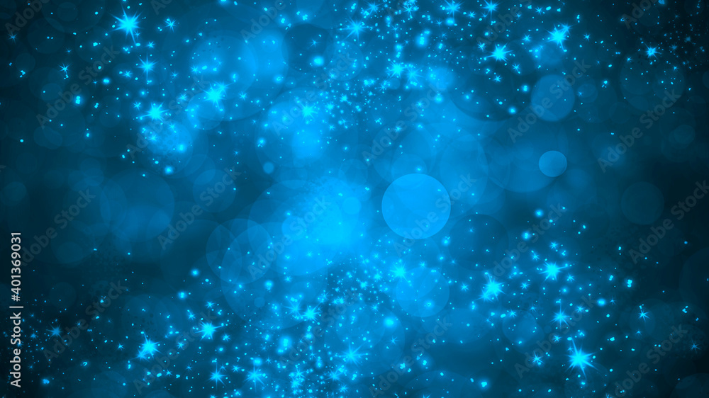 Shiny festive blue bokeh background with circles and sparkles Shiny festive blue bokeh background with circles and sparkles