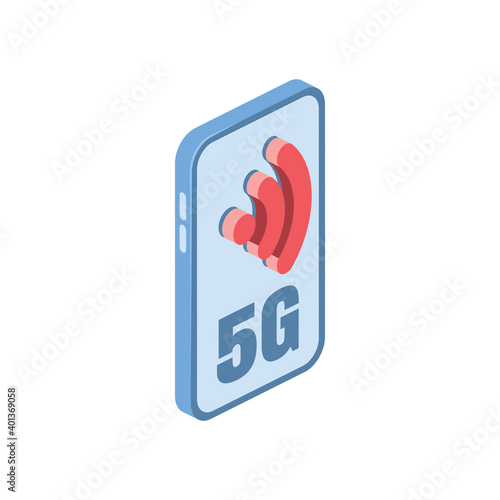 Mobile 5G. 3d isometric Vector, color web icon set, new flat style. Creative illustration, idea for infographics.
