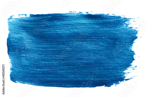 Vector blue metallic paint texture isolated on white - acrylic brush stroke element for Your design