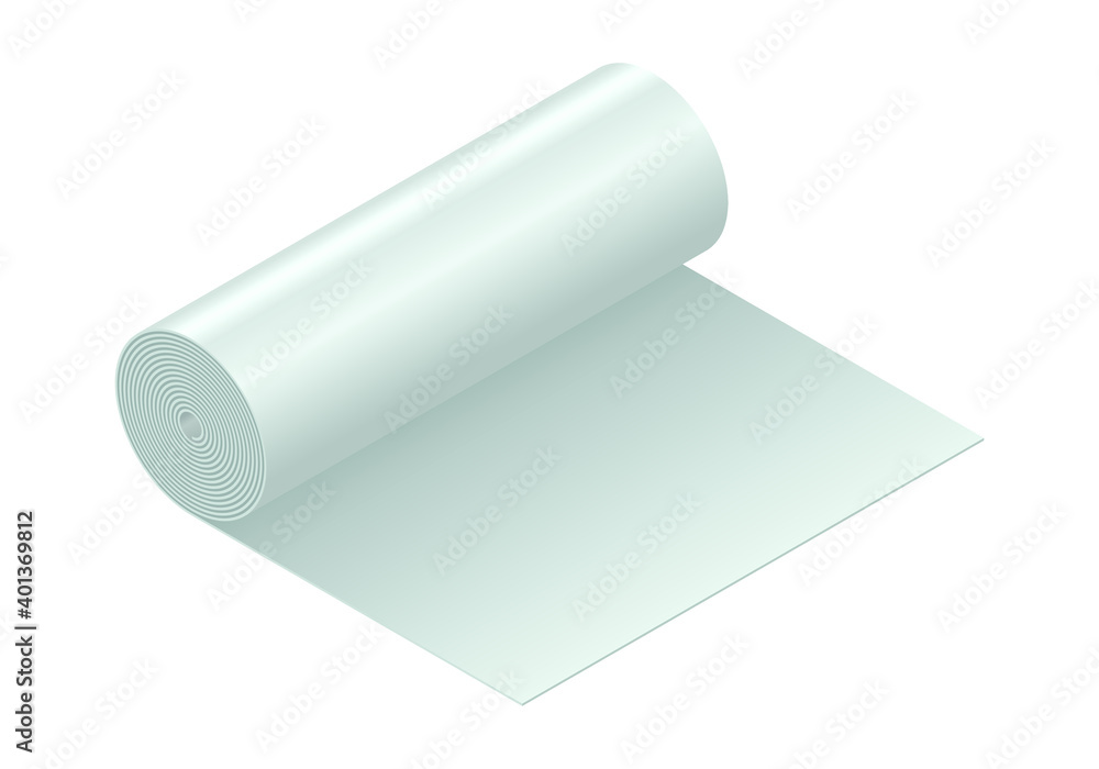Realistic vector illustration insulator for heat cold and sound protection isolated on white background. Roll of construction insulation material isometric vector icon in flat cartoon style. Realistic vector illustration insulator for heat cold and sound protection isolated on white background. Roll of construction insulation material isometric vector icon in flat cartoon style.