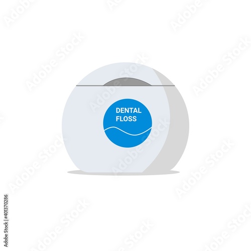 Dental floss in box. Oralcare equipment. Vector illustration in flat style