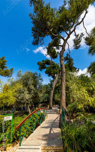Garden Tomb park considered as place of burial and resurrection of Jesus Christ near Old City of Jerusalem, Israel