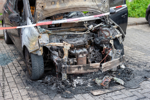 Wreck of a burnt car