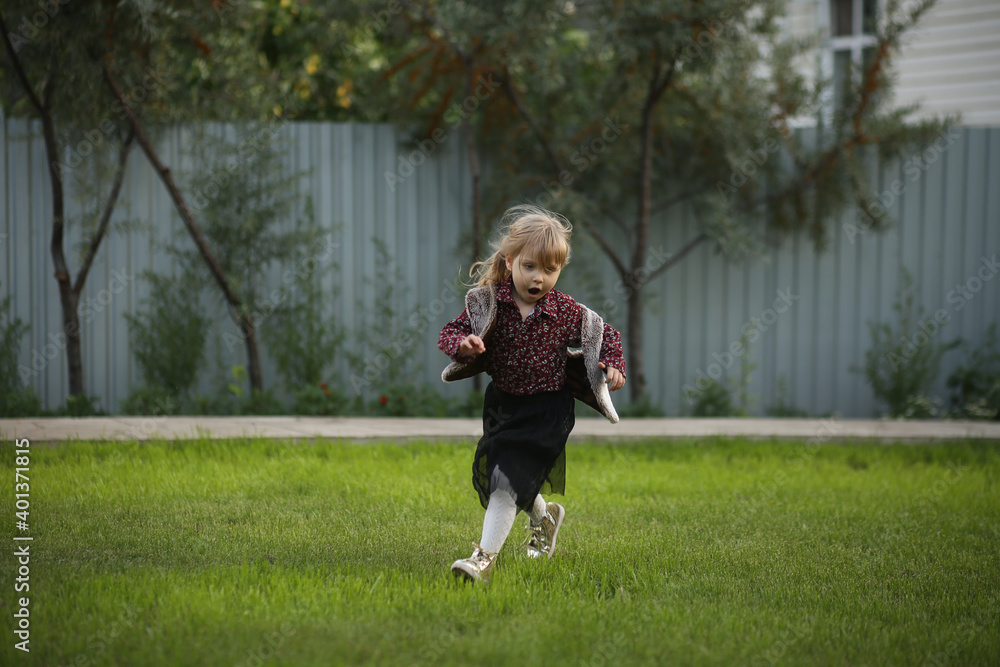 country girl life outside the city healthy eating healthy lifestyle running on the grass child in the village fresh air