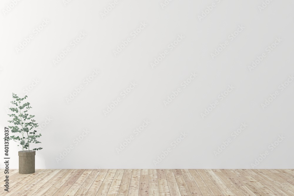 White empty room. Scandinavian interior design. 3D illustration White empty room. Scandinavian interior design. 3D illustration