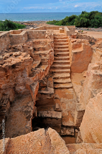 The necropois the Tombs of the Kings in Paphos Cyprus photo