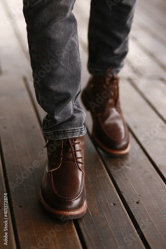 leather shoes on the wooden floor