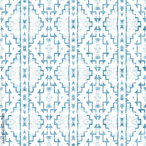 Geometric klim ikat pattern with grunge texture
 photo
