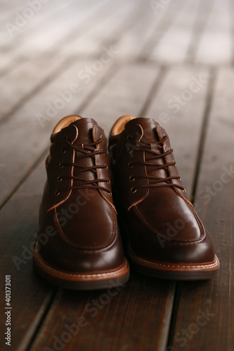 leather shoes on the wooden floor