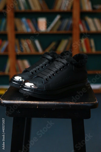 black leather shoes 