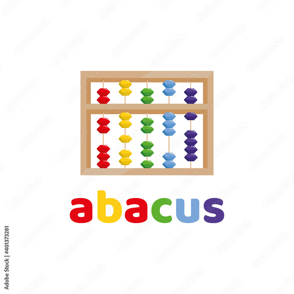 Abacus for mental arithmetic. Abacus. Children's education. Early expansion. Flat vector illustration. Abacus logo emblem. Abacus for mental arithmetic. Abacus. Children's education. Early expansion. Flat vector illustration. Abacus logo emblem.