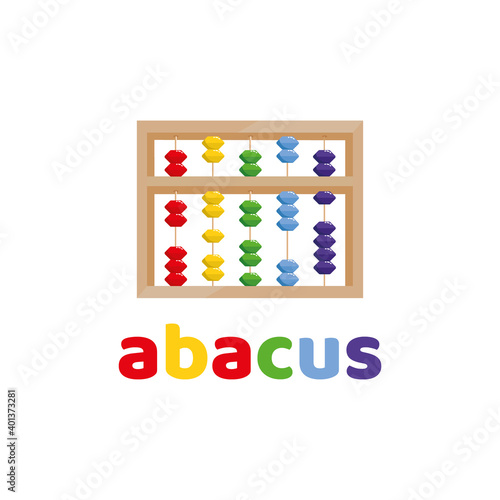 Abacus for mental arithmetic. Abacus. Children's education. Early expansion. Flat vector illustration. Abacus logo emblem.