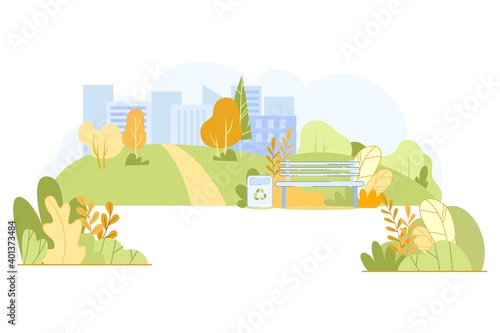 Flat Banner, Monotonous Urban Landscape Park.